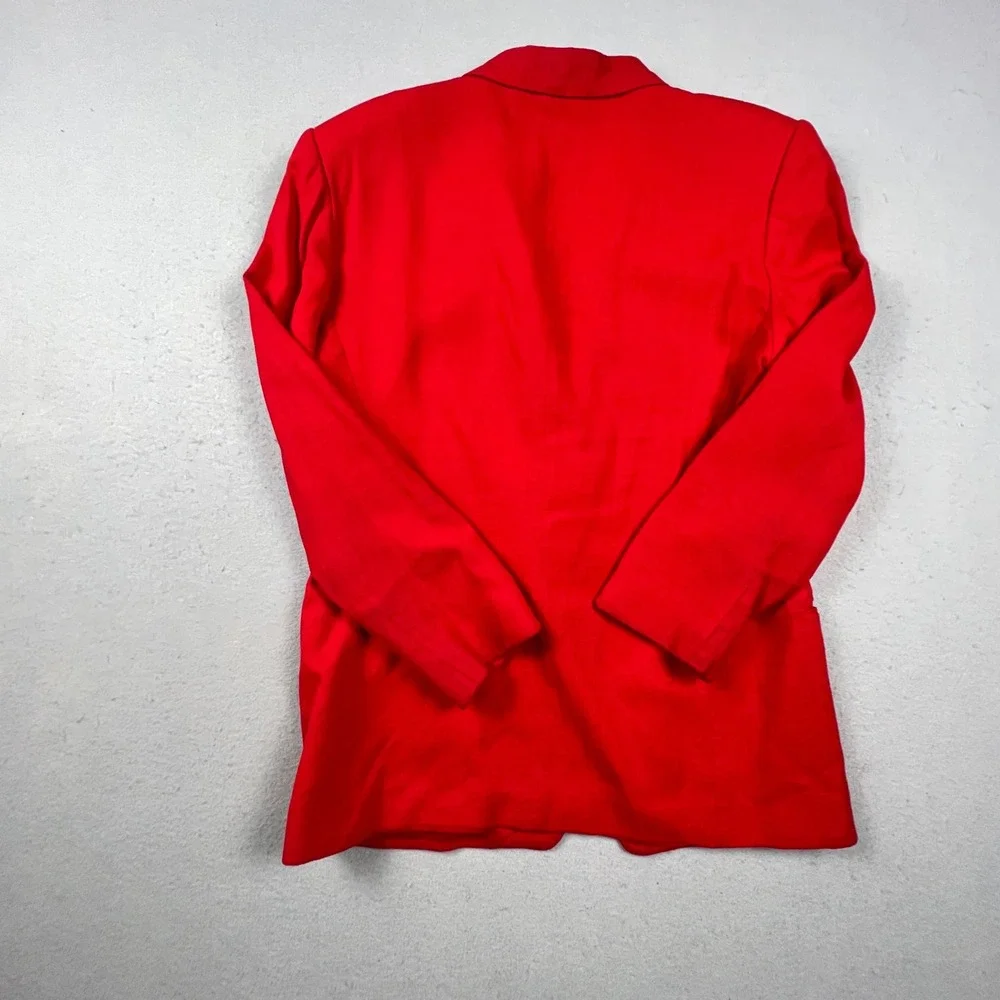 Jones New York Blazer Women 12P Red Gold Crest Button VTG Professional Office